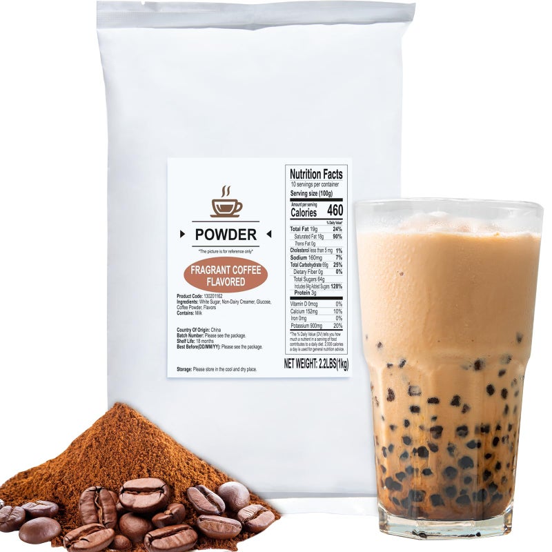 52USA Coffee Milk Tea Powder Flavored, 2.2 lbs (1kg), 3-in-1 Instant Bubble Tea Mix with Creamer & Sugar, Smooth and Creamy, Easy to Prepare for Boba Drinks - Image 1